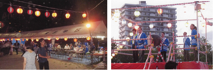 写真：学区のテントとやぐらの様子です