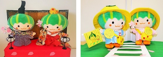 写真：2月の初登場雛かぼっちと3月の園児かぼっちです