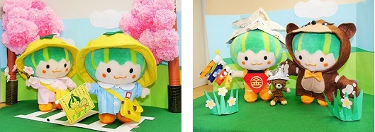 写真：4月の新入園かぼっちと5月のこいのぼりかぼっち