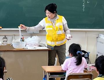 児童対象訓練 防災授業の様子の写真