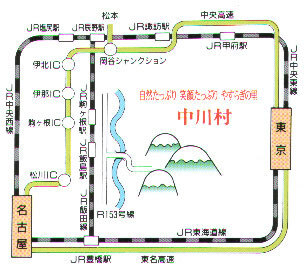 イラスト：中川村路線図