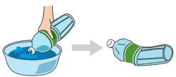 イラスト:ペットボトルの中をさっとゆすぐ