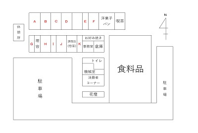 配置図：南陽公設市場の場内