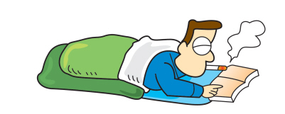 寝たばこのイラスト