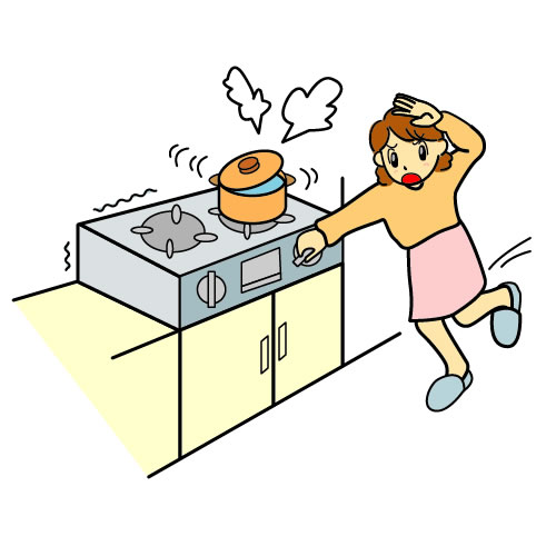 台所の火を消すイラスト