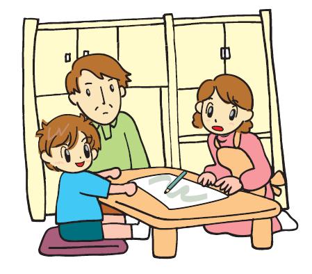 イラスト:家族の話合い