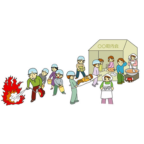 災害時に対応しているイラスト