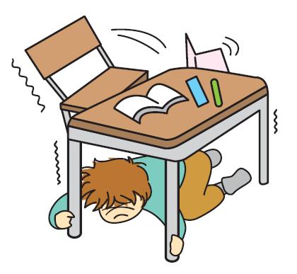 机の下に入るイラスト