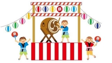 盆踊りをしているイラスト