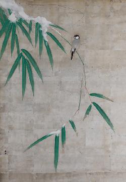 写真:田中訥言 若竹鶺鴒図屏風