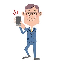 男性がスマートフォンを持っているイラスト