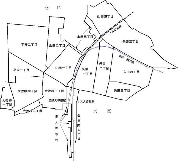 大曽根地区の実施後の地図