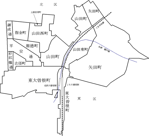 大曽根地区の実施前の地図