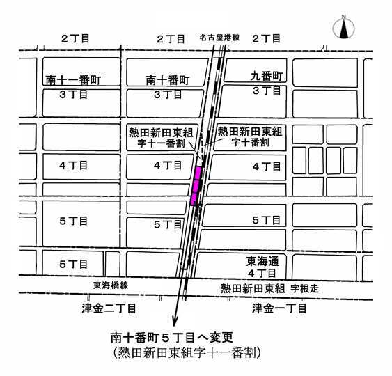 地図:港区熱田新田東組字十一番割地区の場所を示す図