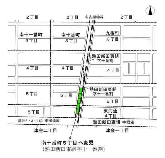 地図:港区熱田新田東組字十一番割地区の場所を示す図