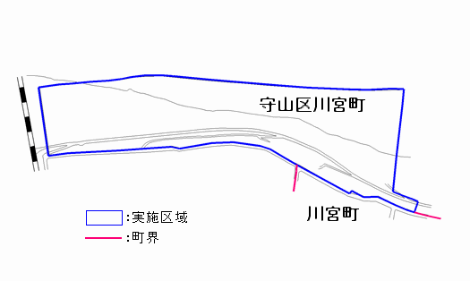 地図:守山区川宮地区の実施後の町名・町界図
