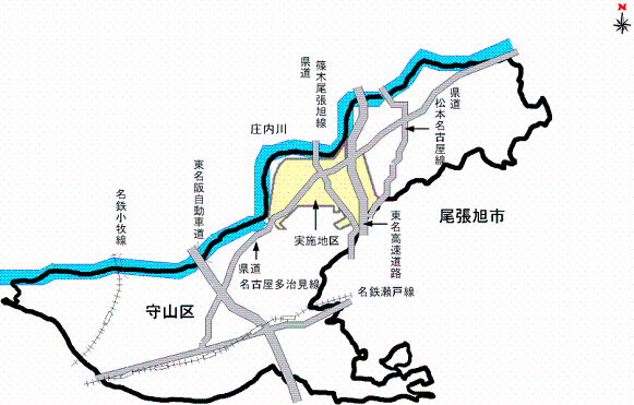 地図:守山区吉根地区の位置図