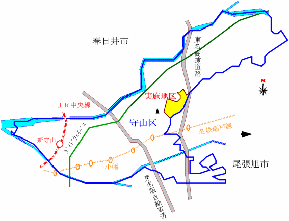 地図:守山区大森北二地区の位置図