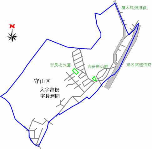 地図:大森北二地区の実施前の町名・町界図