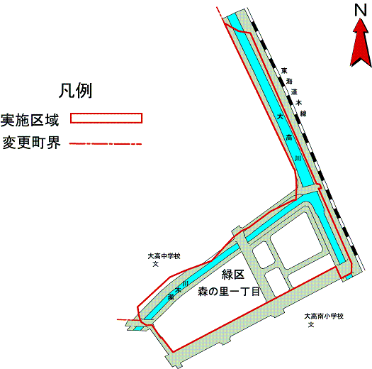 地図:緑区大高下瀬木地区の実施後の新町名・新町界図