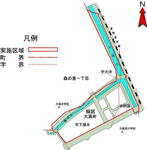 地図:緑区大高下瀬木地区の実施前の旧町名・旧字図
