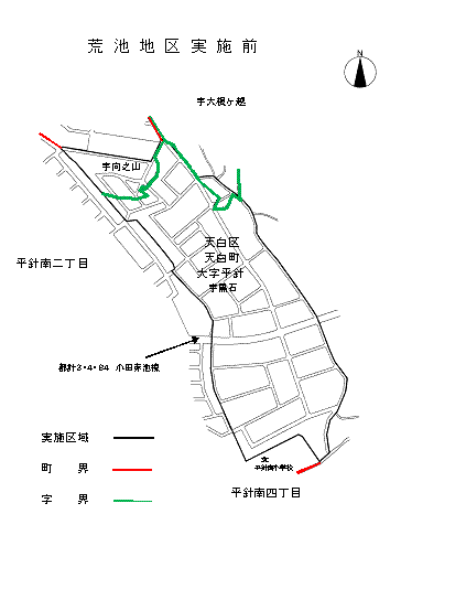 地図:天白区荒池地区の実施前の図