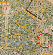 写真:古絵図に描かれた御茶屋「余芳」 「御城御庭絵図」部分