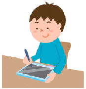 イラスト:タブレット学習の様子