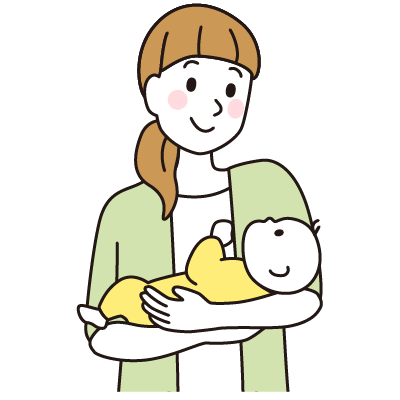 イラスト：乳児を抱く母親