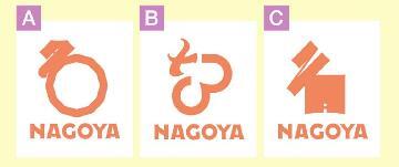 イラスト:A案、B案、C案のロゴマーク