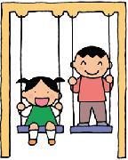 子供がブランコで遊んでいるイラスト