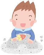 子供が砂遊びをしているイラスト