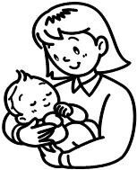 イラスト:お母さんが赤ちゃんをだっこしている姿