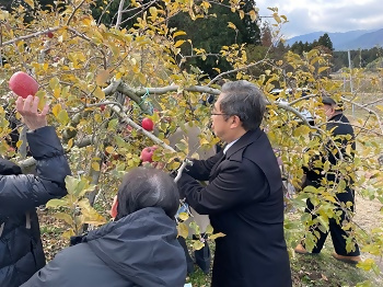 写真：地元農園でのりんご狩りの様子