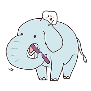 イラスト:歯みがきをするゾウ
