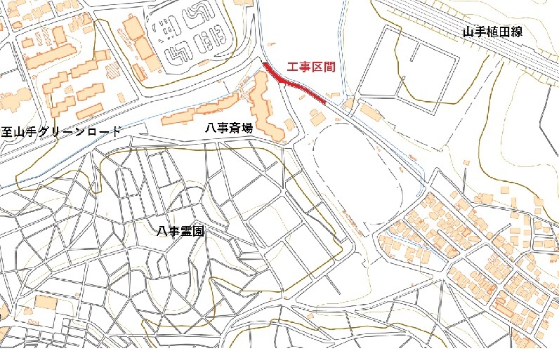 工事区間の地図