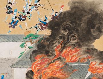 写真：森村よしながによって描かれた稲葉山城落城の様子