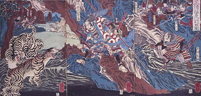 写真：加藤清正の虎狩りを描いた浮世絵