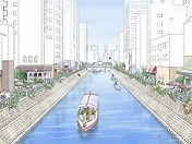 イラスト：堀川の水辺活用イメージ