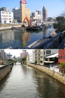 写真:ヘドロの除去とエアレーション