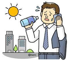 イラスト：屋外で水分補給をする人