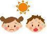 イラスト：太陽と汗をかく子ども