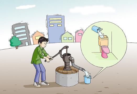 イラスト:災害応急用井戸を使用している