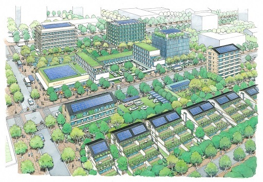 イラスト：低炭素モデル地区のイメージ