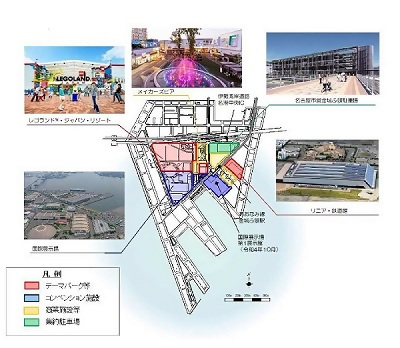 イラスト：名古屋市港区金城ふ頭地区の施設配置図