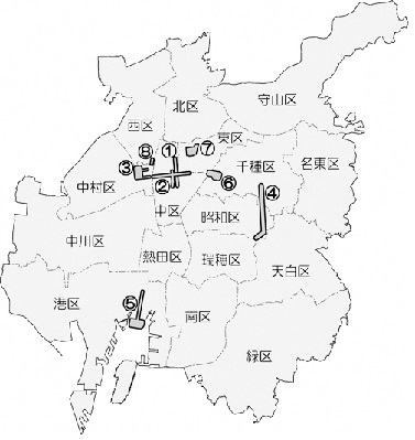 現在指定されている都市景観形成地区の地図