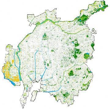 地図：市域全体の緑被地の状況