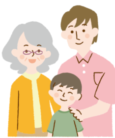 イラスト:祖母と父親と男の子