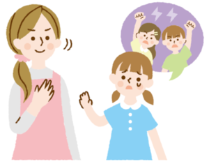 イラスト:母親に相談する女の子