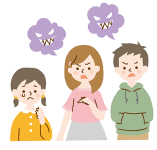 イラスト:二人の子どもからいじめられている女の子